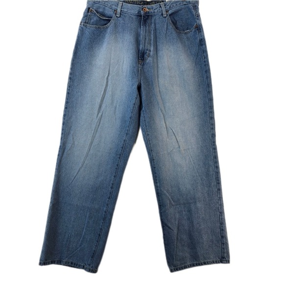 Nautica Jeans Co.‎ Loose Fit Denim Jeans Men's 36x32 Light Wash Comfort Casual - Picture 1 of 14
